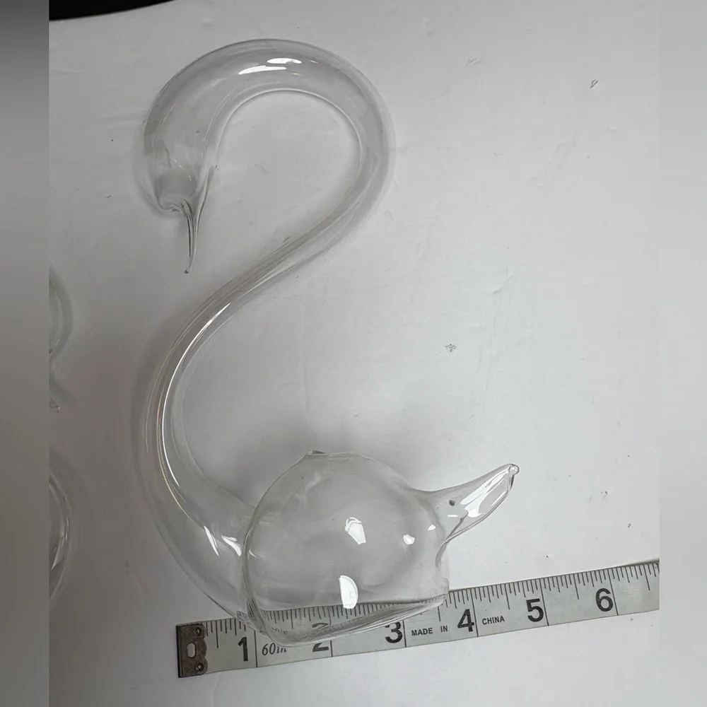 Vintage Pair of Delicate Clear Glass Swan Bud or Propagation Vases